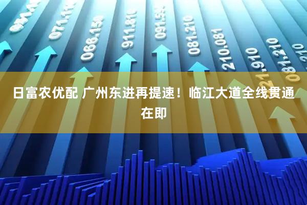 日富农优配 广州东进再提速！临江大道全线贯通在即